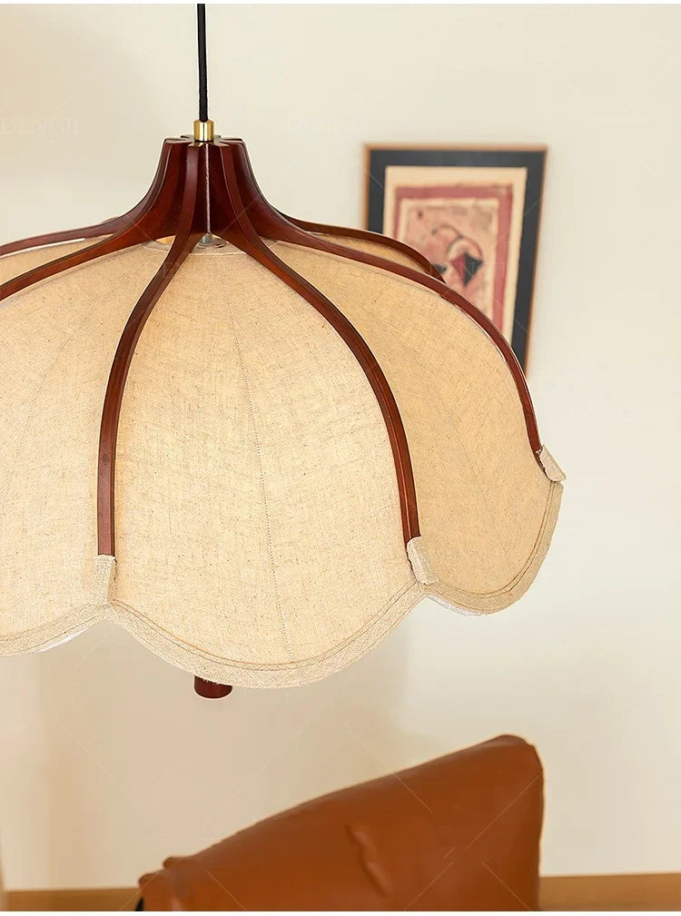 Chinese Style Wood E27 Led Fabric Pendant Lights Dining Room Drop Chandelier Home Decor Led Lamparas Bedroom Luminarias