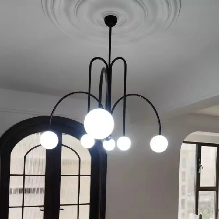 Geometric Modern LED Ceiling Chandeliers Danish Design Simple Glass Ball Hanging Lamps for Living Dining Room Home Decor