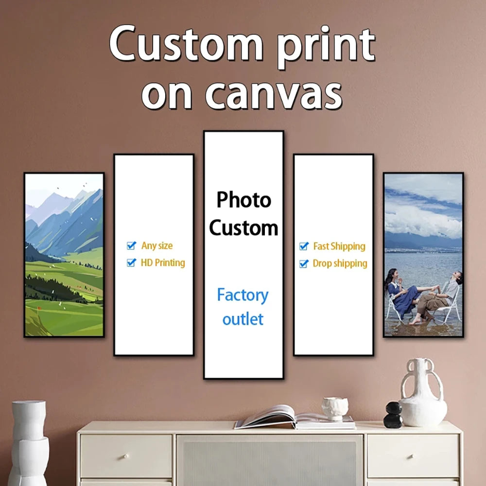 Family Photo Canvas Painting Pet Photo Decorative Painting Custom Living Room Wall Art Poster Modern Home Decor Aesthetic Gift