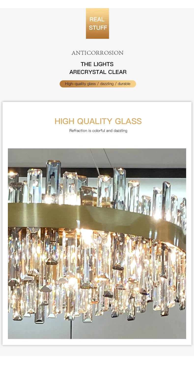 Crystal Chandeliers Luxury Dining Room Pendant Lights Living Room Lamp Modern Home Decor lustre Dining Table Hanging Fixtures