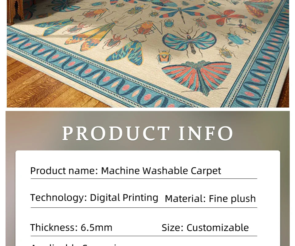 Carpet for Living Room Decoration Vintage Rug Bedroom Soft Machine Washable Non-slip Floor Mat Home Decor Ковер Для Гостиной