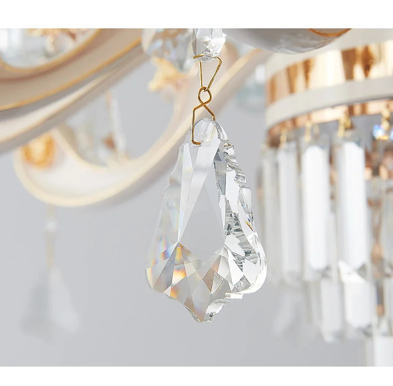 European Luxury Crystal Chandeliers LED Lights For Hotel Villa Lobby Living Dining Room French Romantic Home Decor Hanging Lamps