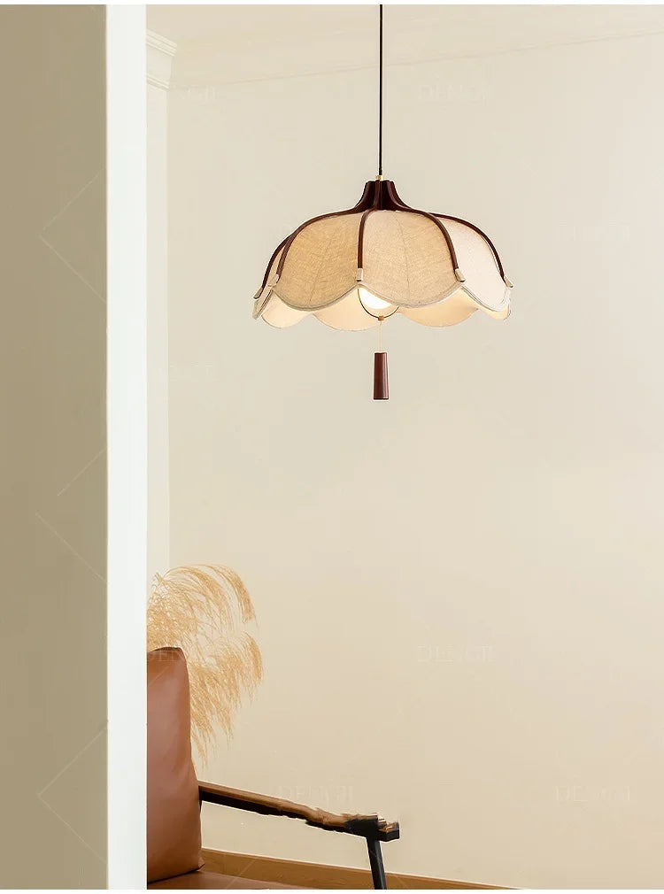 Chinese Style Wood E27 Led Fabric Pendant Lights Dining Room Drop Chandelier Home Decor Led Lamparas Bedroom Luminarias