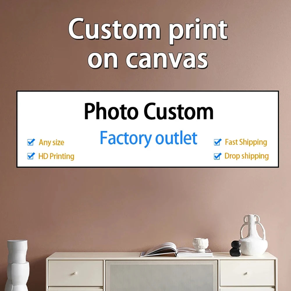 Family Photo Canvas Painting Pet Photo Decorative Painting Custom Living Room Wall Art Poster Modern Home Decor Aesthetic Gift