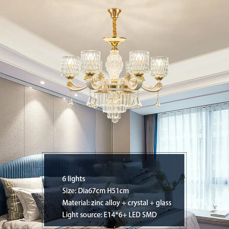 European Luxury Crystal Chandeliers LED Lights For Hotel Villa Lobby Living Dining Room French Romantic Home Decor Hanging Lamps