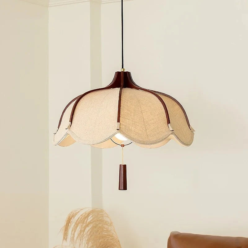 Chinese Style Wood E27 Led Fabric Pendant Lights Dining Room Drop Chandelier Home Decor Led Lamparas Bedroom Luminarias