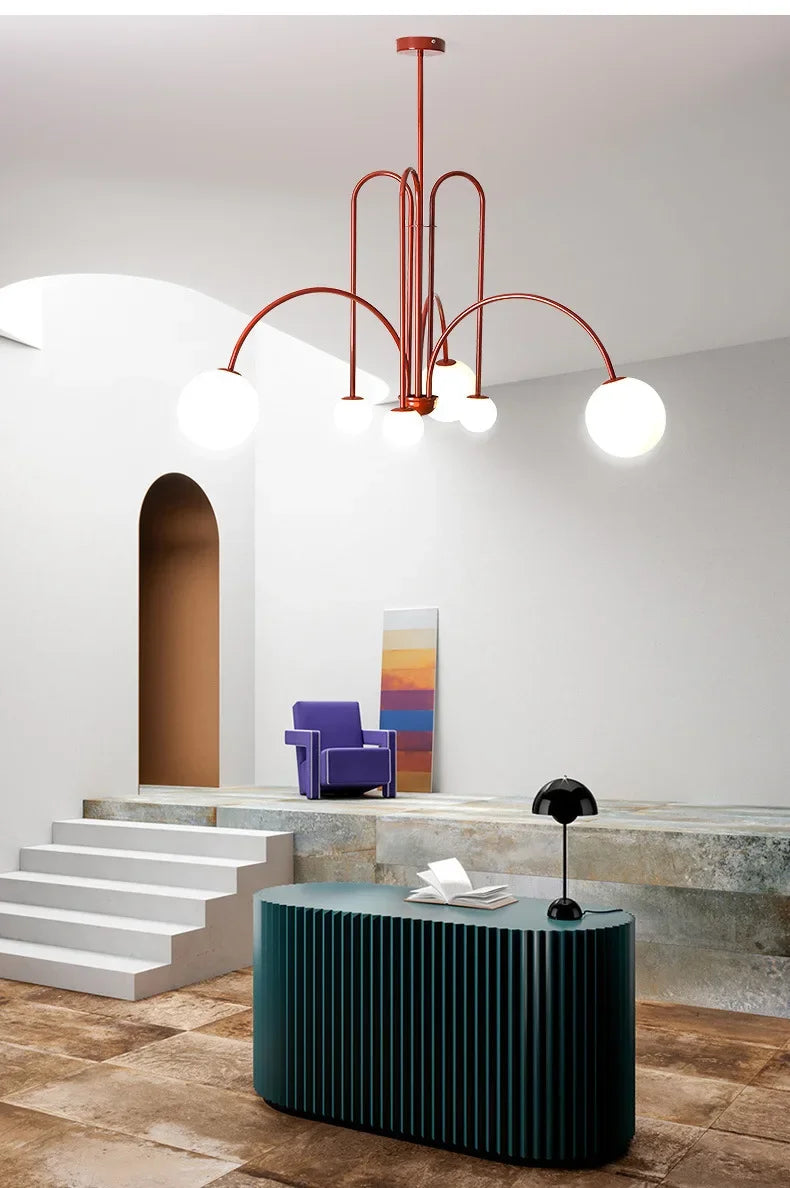 Geometric Modern LED Ceiling Chandeliers Danish Design Simple Glass Ball Hanging Lamps for Living Dining Room Home Decor