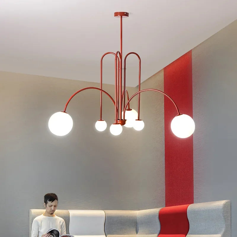 Geometric Modern LED Ceiling Chandeliers Danish Design Simple Glass Ball Hanging Lamps for Living Dining Room Home Decor