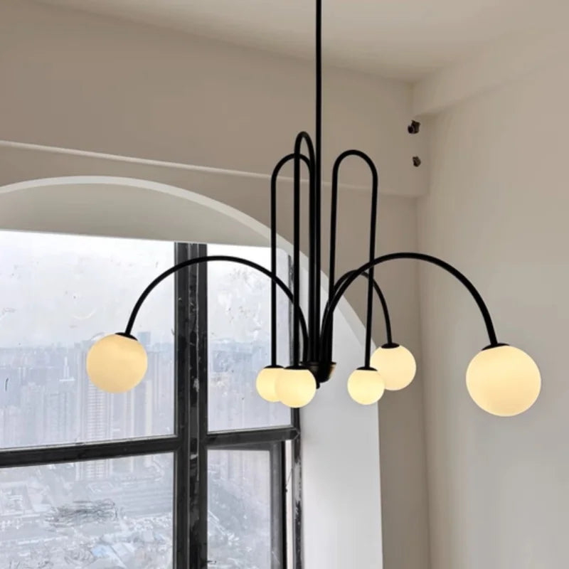 Geometric Modern LED Ceiling Chandeliers Danish Design Simple Glass Ball Hanging Lamps for Living Dining Room Home Decor