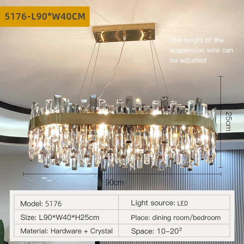 Crystal Chandeliers Luxury Dining Room Pendant Lights Living Room Lamp Modern Home Decor lustre Dining Table Hanging Fixtures