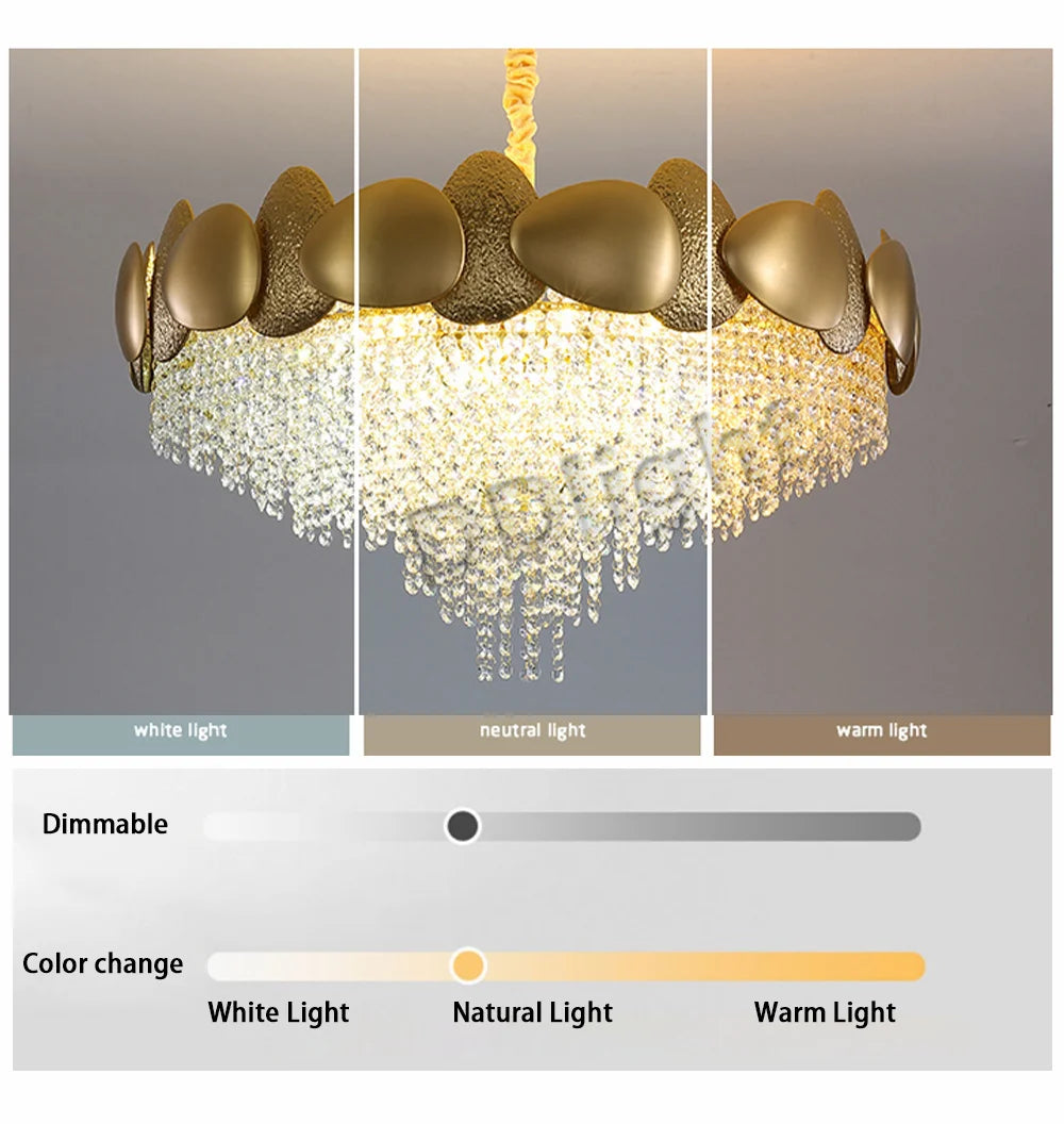 Dimmable LED Pendant Light 2023 Lustres Crystal Tassles Ceiling Chandelier Modern Luxury Hanging Lamp Home Decor for Living Room