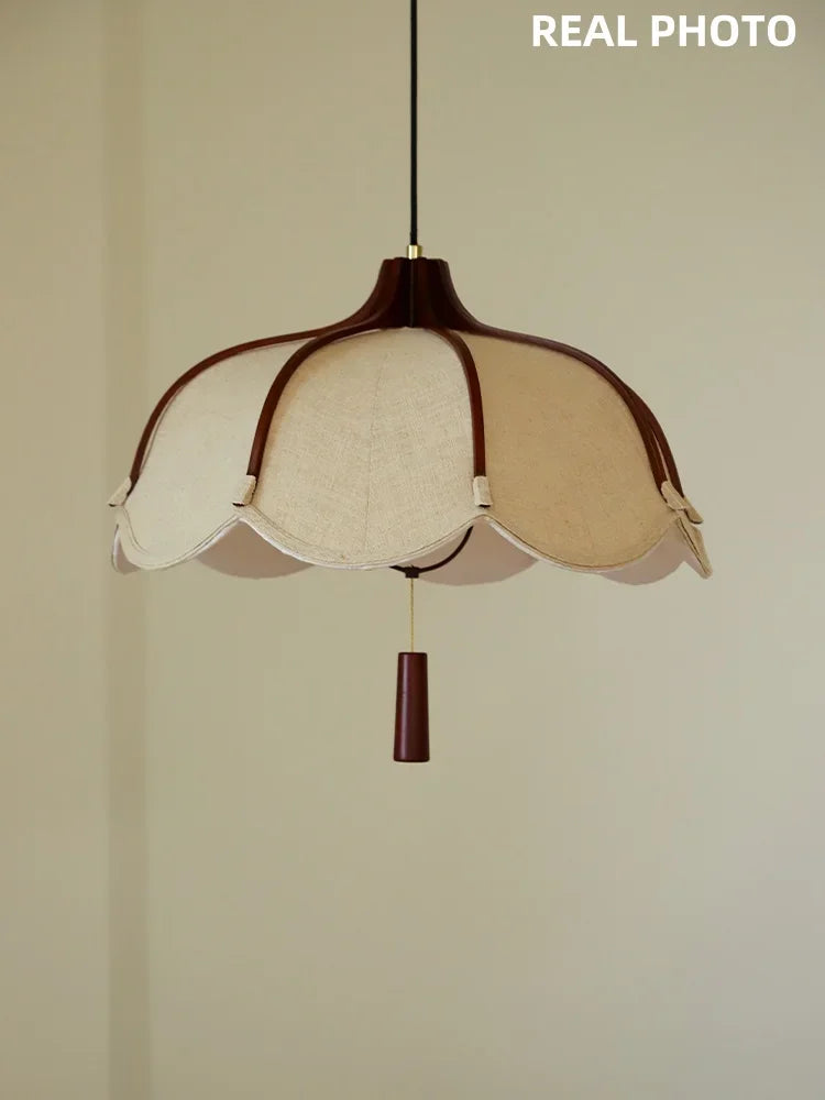 Chinese Style Wood E27 Led Fabric Pendant Lights Dining Room Drop Chandelier Home Decor Led Lamparas Bedroom Luminarias