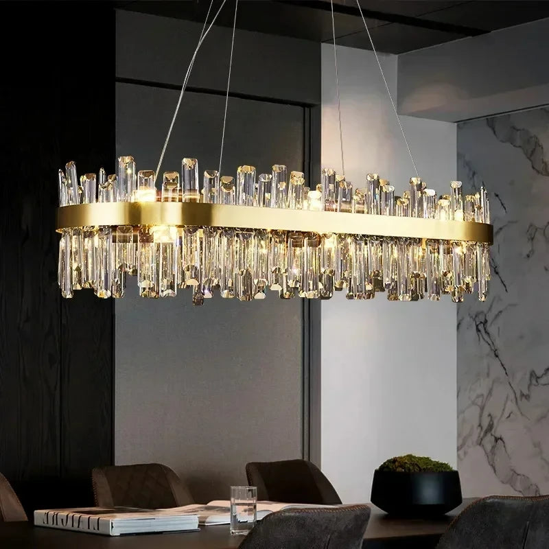 Crystal Chandeliers Luxury Dining Room Pendant Lights Living Room Lamp Modern Home Decor lustre Dining Table Hanging Fixtures