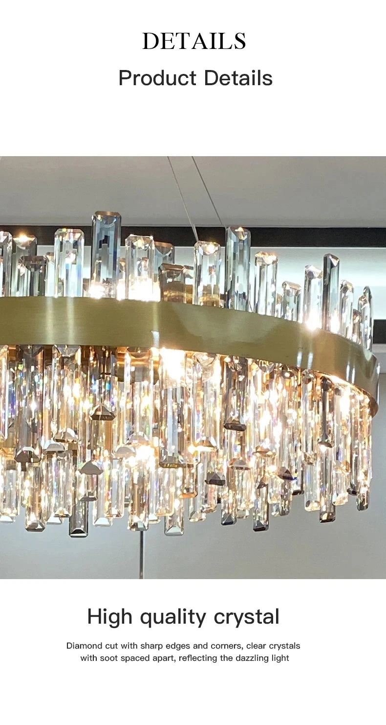 Crystal Chandeliers Luxury Dining Room Pendant Lights Living Room Lamp Modern Home Decor lustre Dining Table Hanging Fixtures