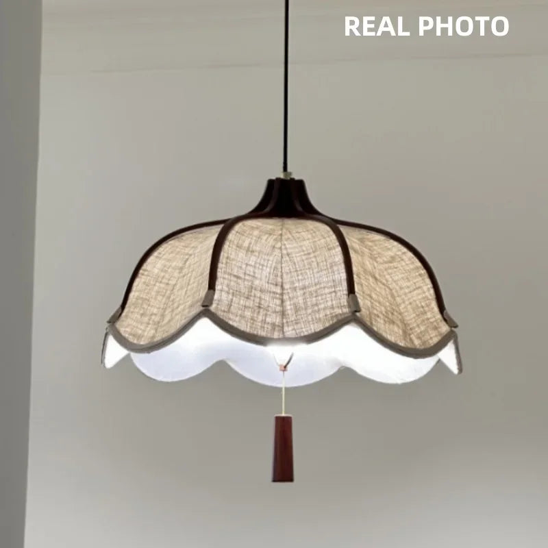 Chinese Style Wood E27 Led Fabric Pendant Lights Dining Room Drop Chandelier Home Decor Led Lamparas Bedroom Luminarias