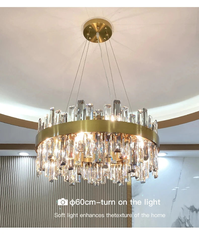 Crystal Chandeliers Luxury Dining Room Pendant Lights Living Room Lamp Modern Home Decor lustre Dining Table Hanging Fixtures