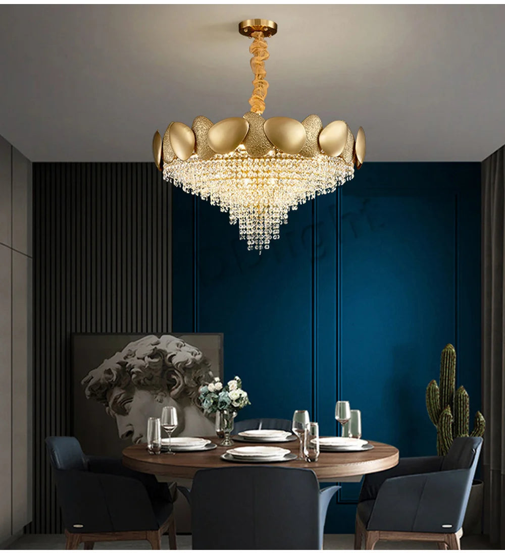 Dimmable LED Pendant Light 2023 Lustres Crystal Tassles Ceiling Chandelier Modern Luxury Hanging Lamp Home Decor for Living Room