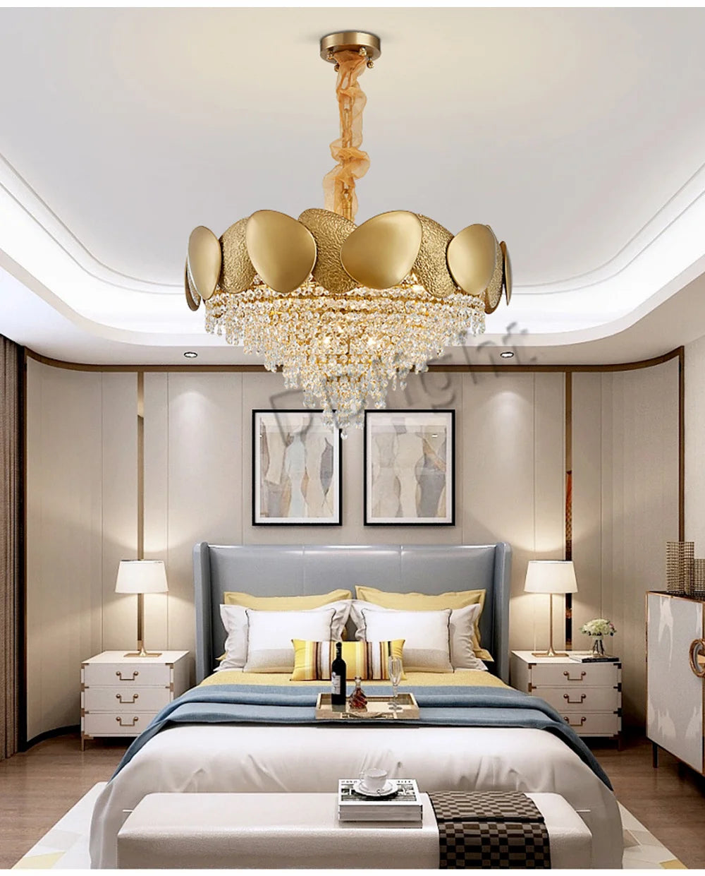 Dimmable LED Pendant Light 2023 Lustres Crystal Tassles Ceiling Chandelier Modern Luxury Hanging Lamp Home Decor for Living Room